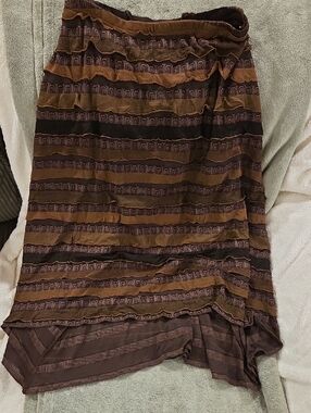 The HaaT label by Issey Miyake, Brown Tierred Skirt, Small